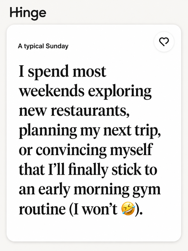 A typical Sunday Hinge Prompt
