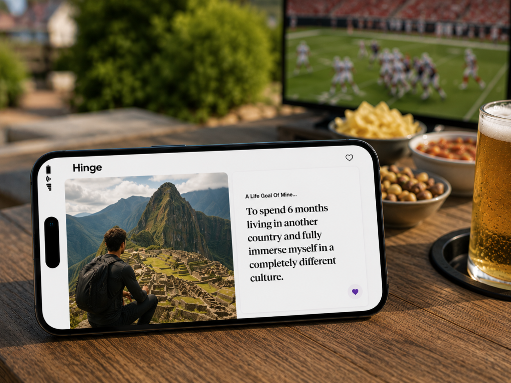 life goal hinge prompt example of a man who likes to travel